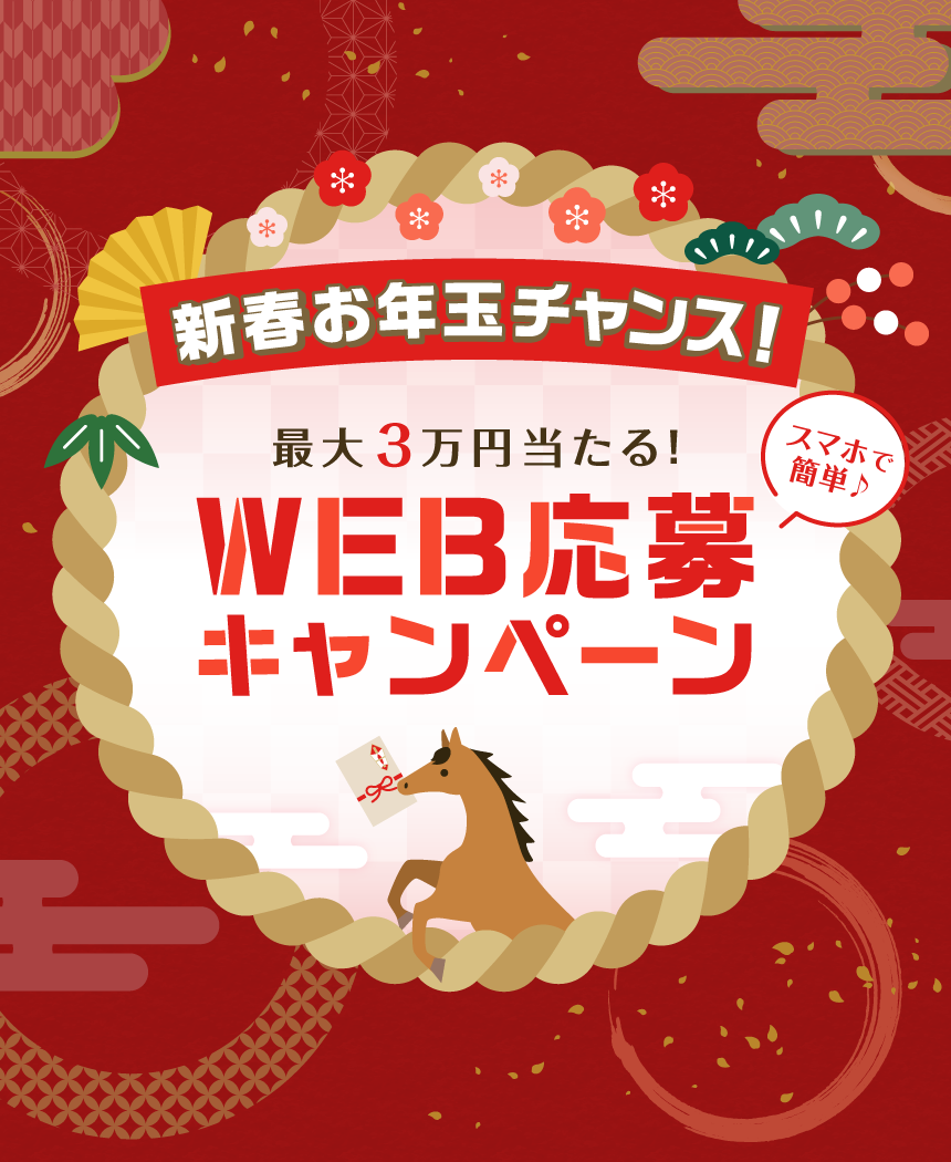 新春お年玉チャンス！最大3万円当たる！WEB応募キャンペーン